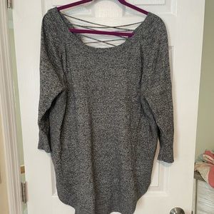 Cross back gray marble sweater